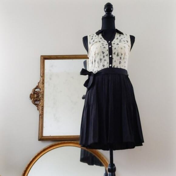 Monteau Dresses & Skirts - NEW * Monteau Women's Flowy Lace Mobwife Midi Dress Medium Retro Classic Black